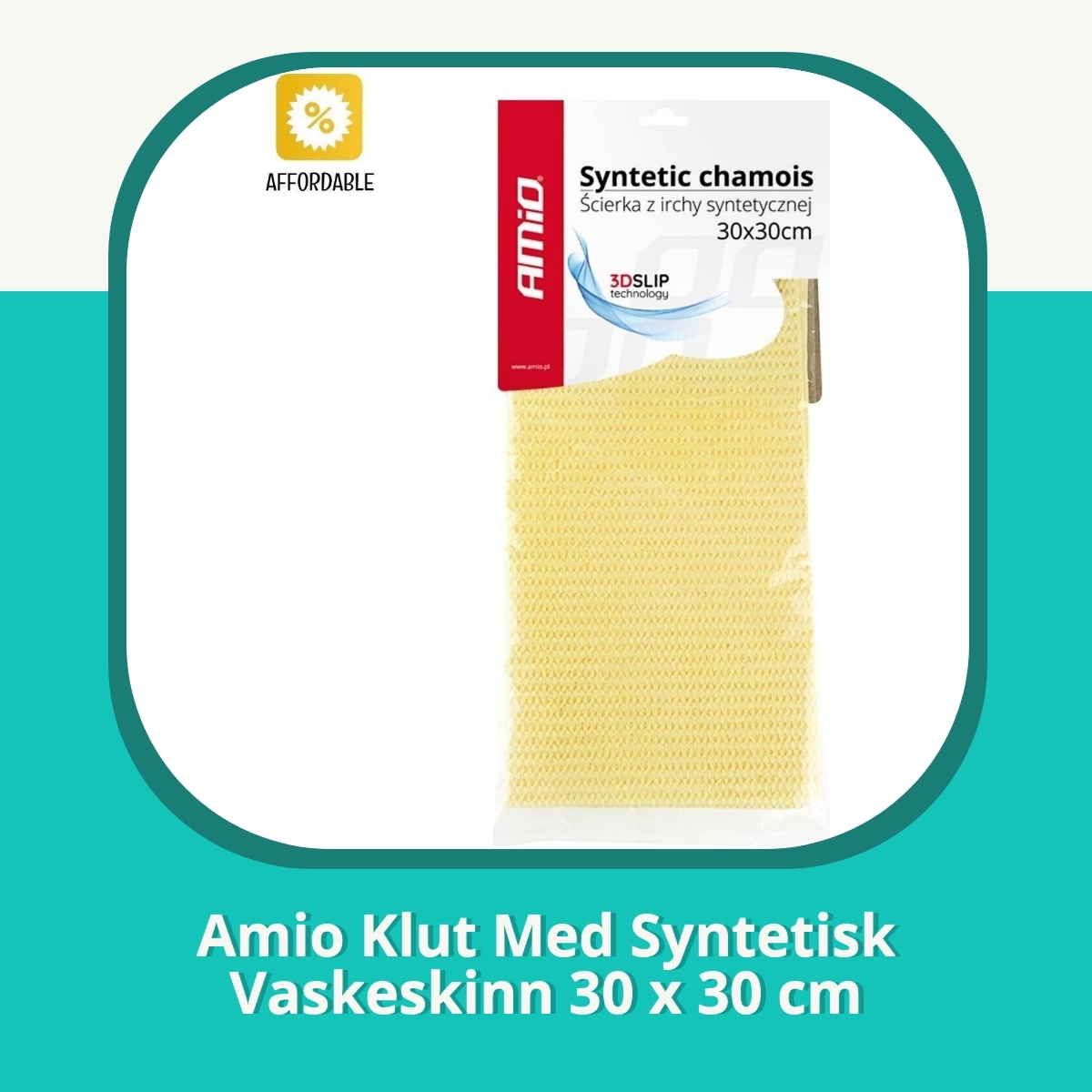 Anmeldelse af Amio Klut Med Syntetisk Vaskeskinn 30 x 30 cm