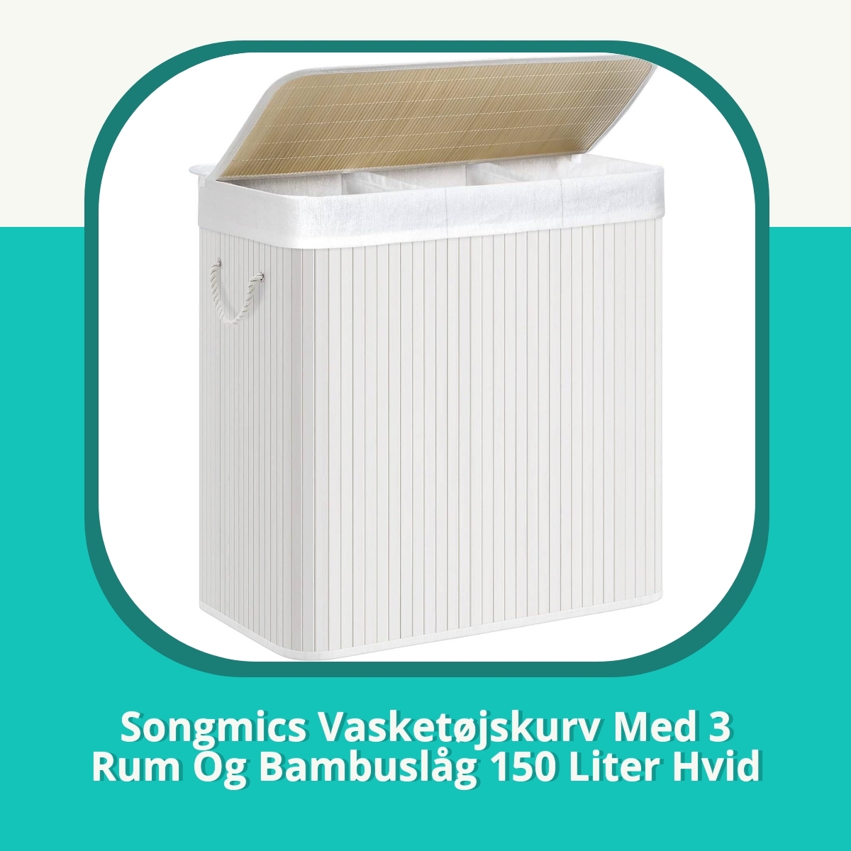 Anmeldelse af Songmics Vasketøjskurv Med 3 Rum Og Bambuslåg 150 Liter Hvid