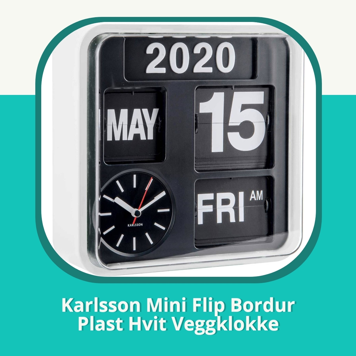 Anmeldelse Karlsson Mini Flip Bordur Plast Hvit Veggklokke