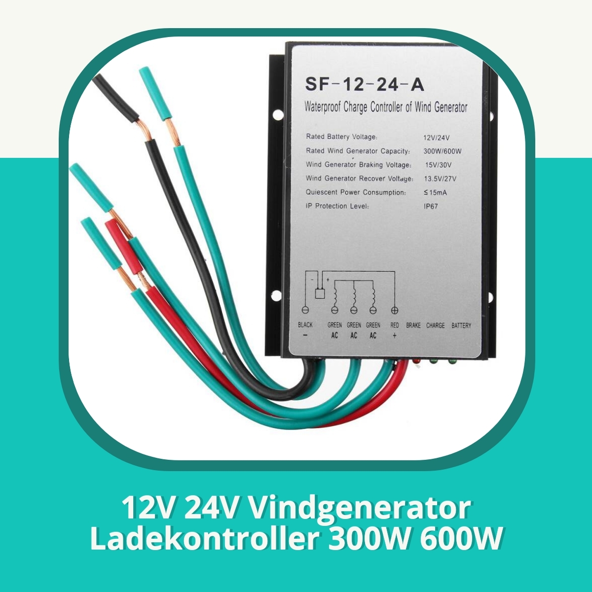 Anmeldelse af 12V 24V Vindgenerator Ladekontroller 300W 600W