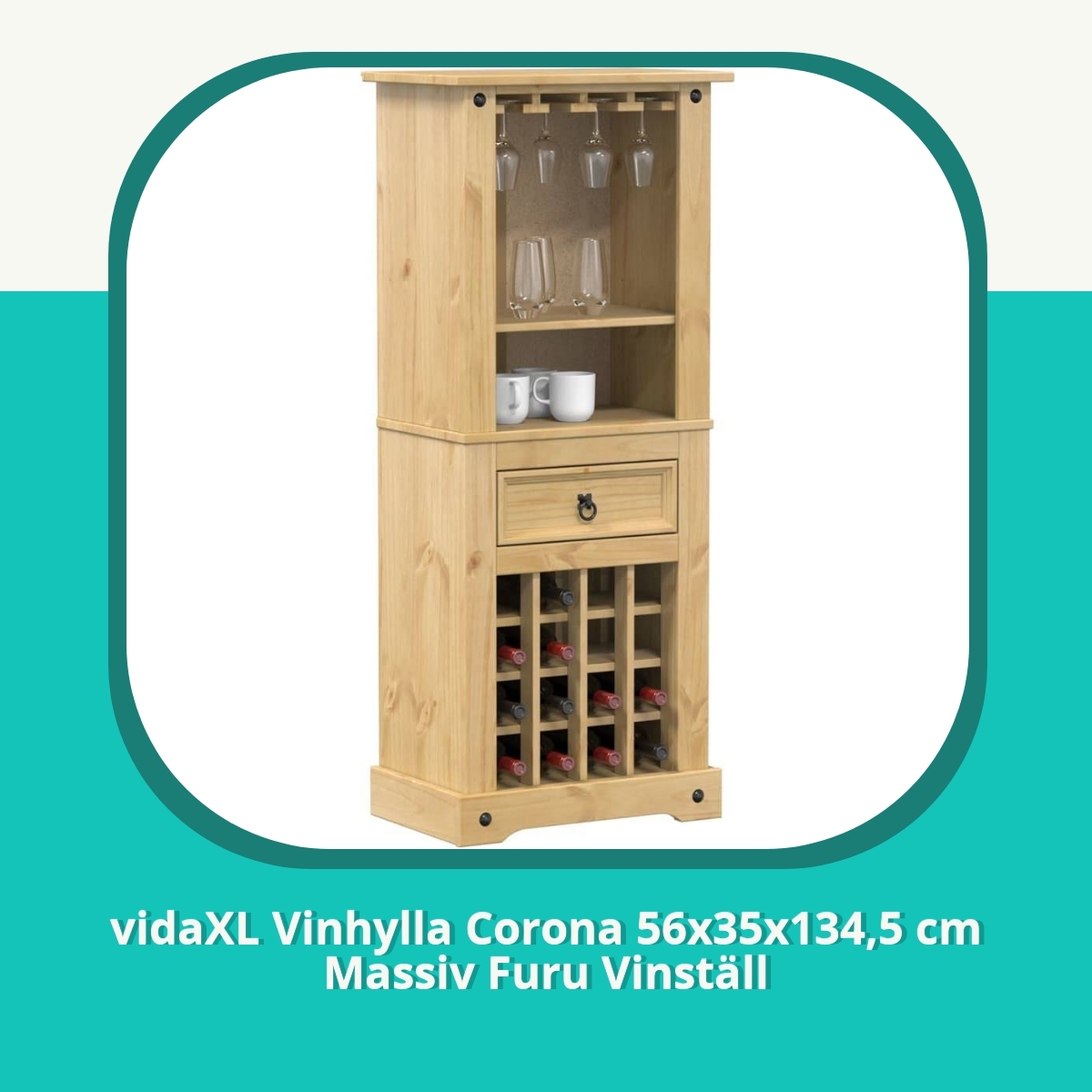 Recension af vidaXL Vinhylla Corona 56x35x134,5 cm Massiv Furu Vinställ