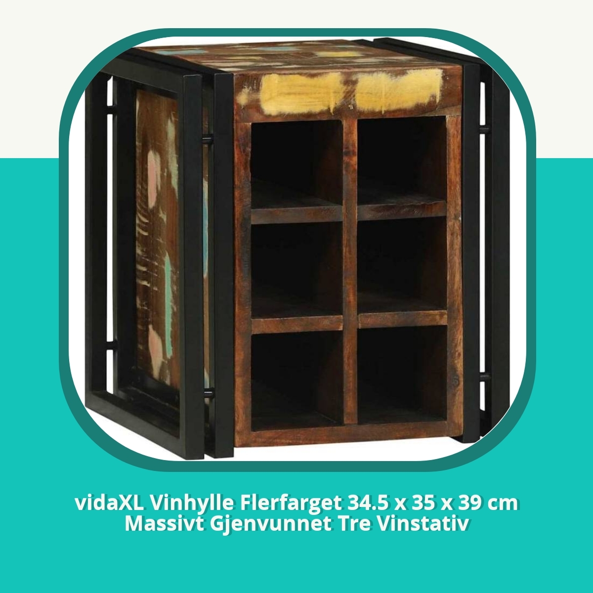 Anmeldelse af vidaXL Vinhylle Flerfarget 34.5 x 35 x 39 cm Massivt Gjenvunnet Tre Vinstativ